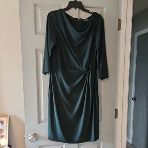 Ralph Lauren forest green Long Sleeve Draped Knit Dress